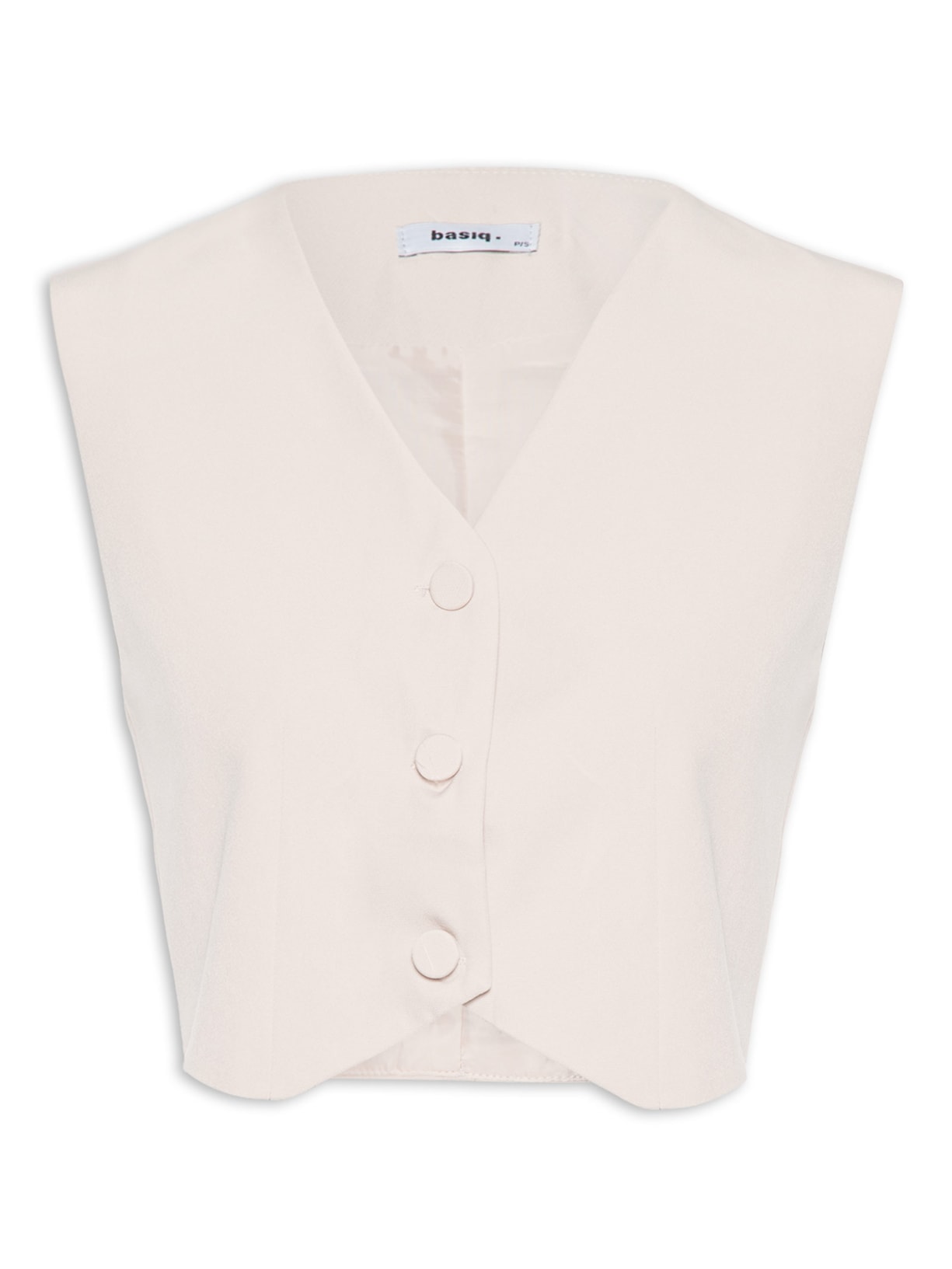 Colete Feminino Alfaiataria Com Botão Forrado - Bege