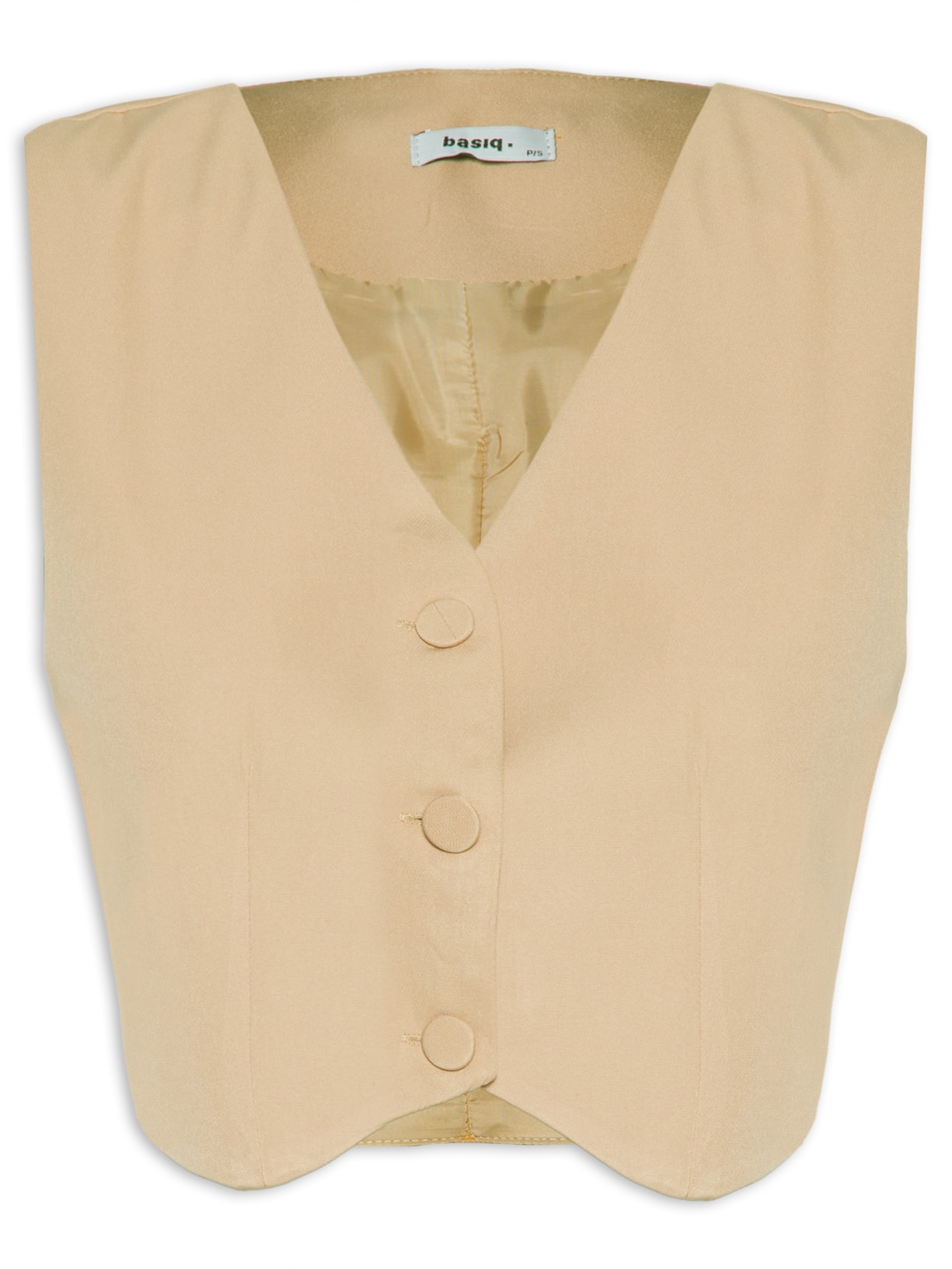 Colete Feminino Alfaiataria Com Botão Forrado - Marrom