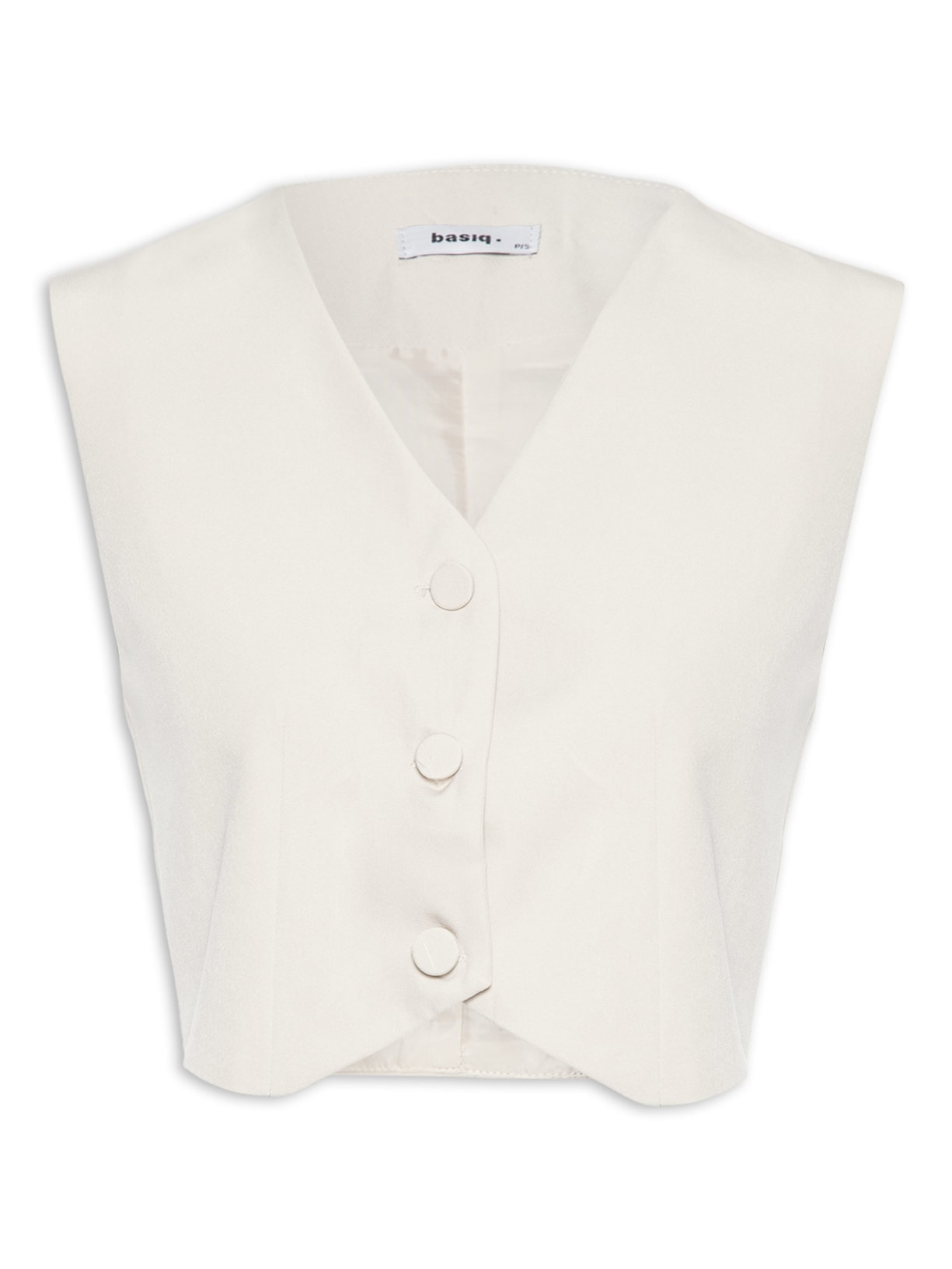 Colete Feminino Alfaiataria Com Botão Forrado - Off White