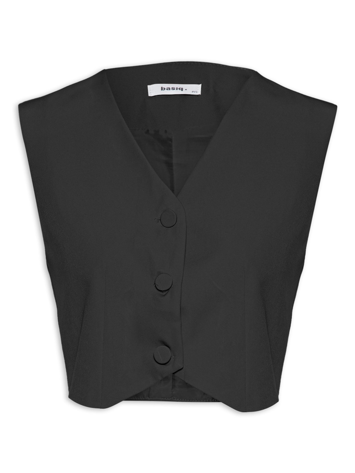 Colete Feminino Alfaiataria Com Botão Forrado - Preto