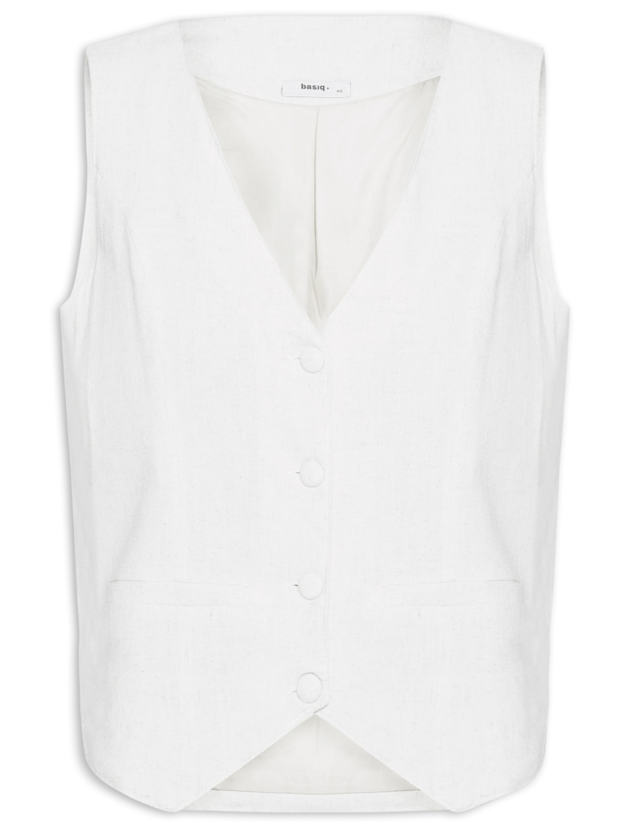 Colete Feminino Alfaiataria Com Linho - Branco