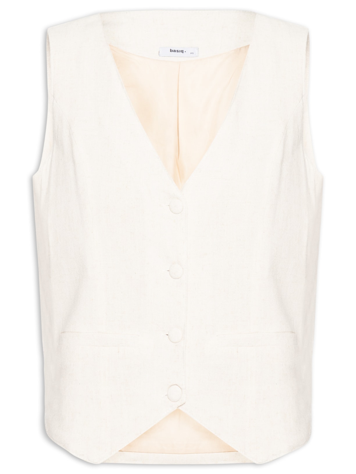 Colete Feminino Alfaiataria Com Linho - Off White