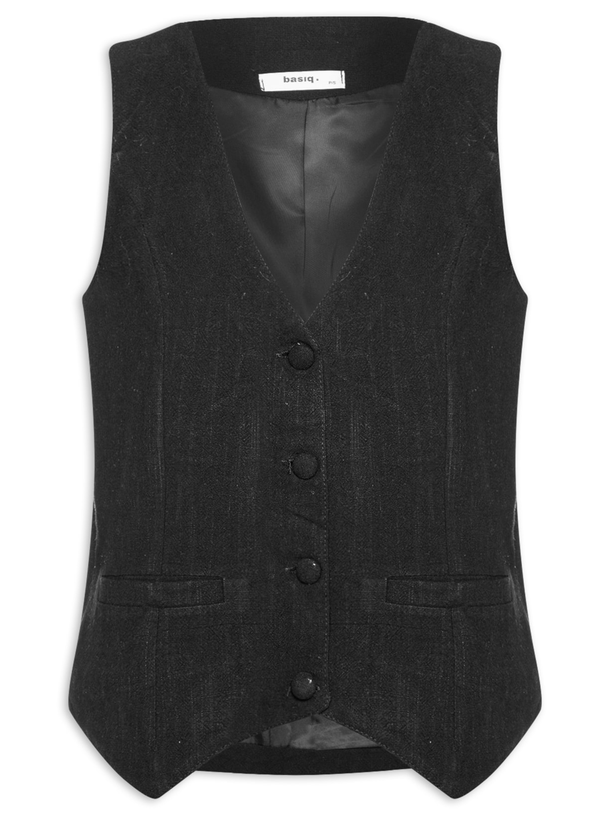 Colete Feminino Alfaiataria Com Linho - Preto