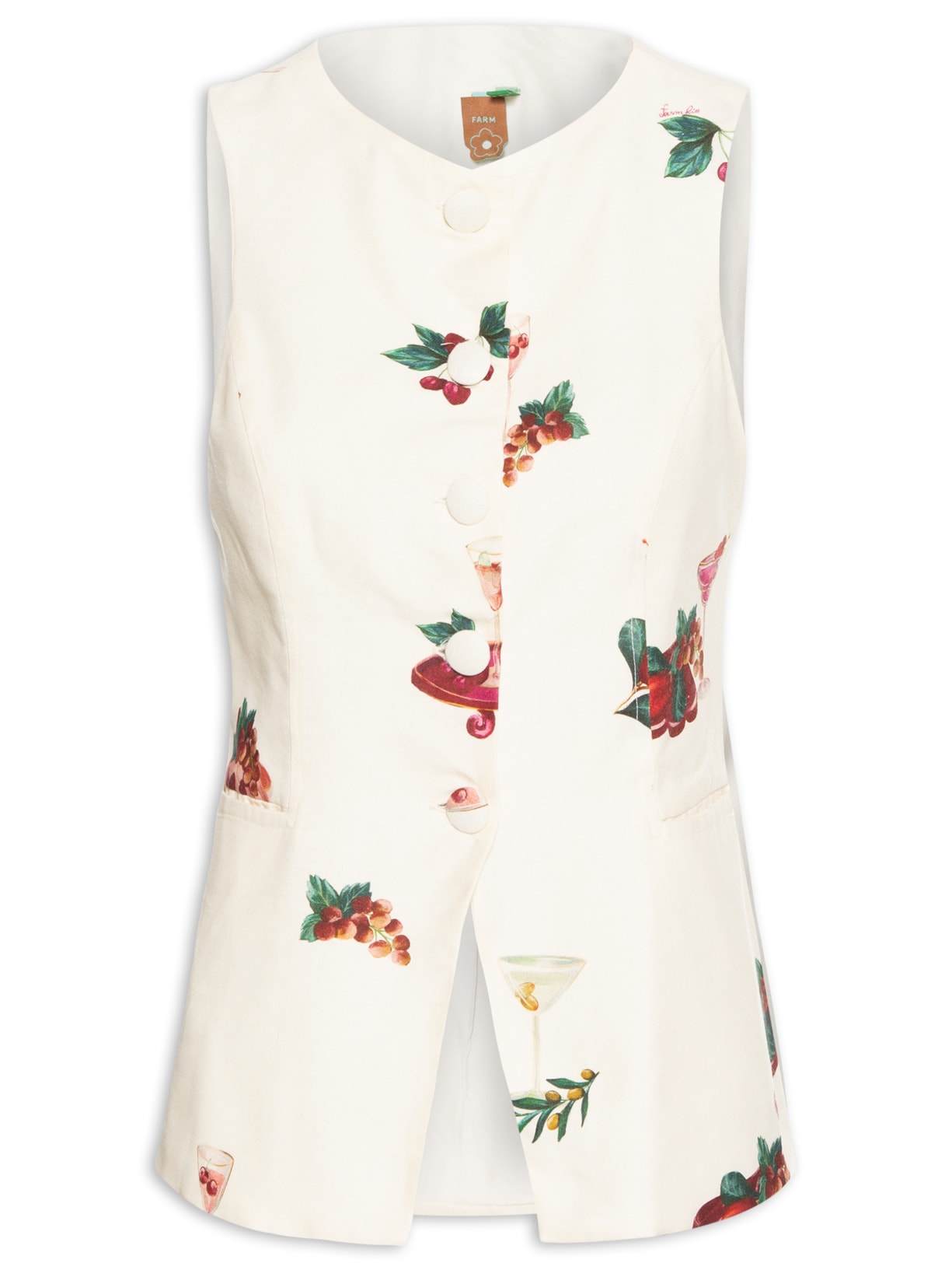 Colete Feminino Alfaiataria Coquetel Tropical - Off White