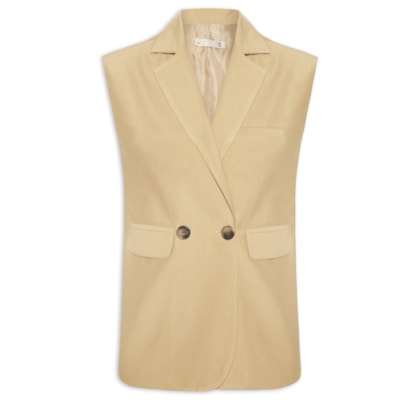 Colete Feminino Alfaiataria Estruturado Com Ombreiras - Bege