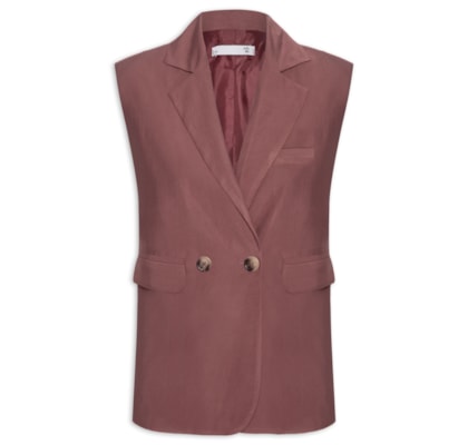 Colete Feminino Alfaiataria Estruturado Com Ombreiras - Vermelho