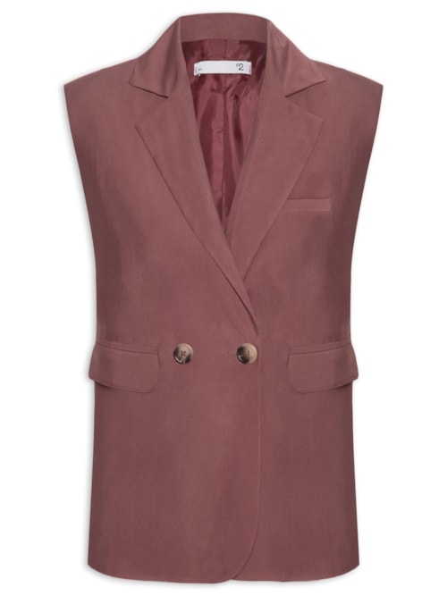 Colete Feminino Alfaiataria Estruturado Com Ombreiras - Vermelho
