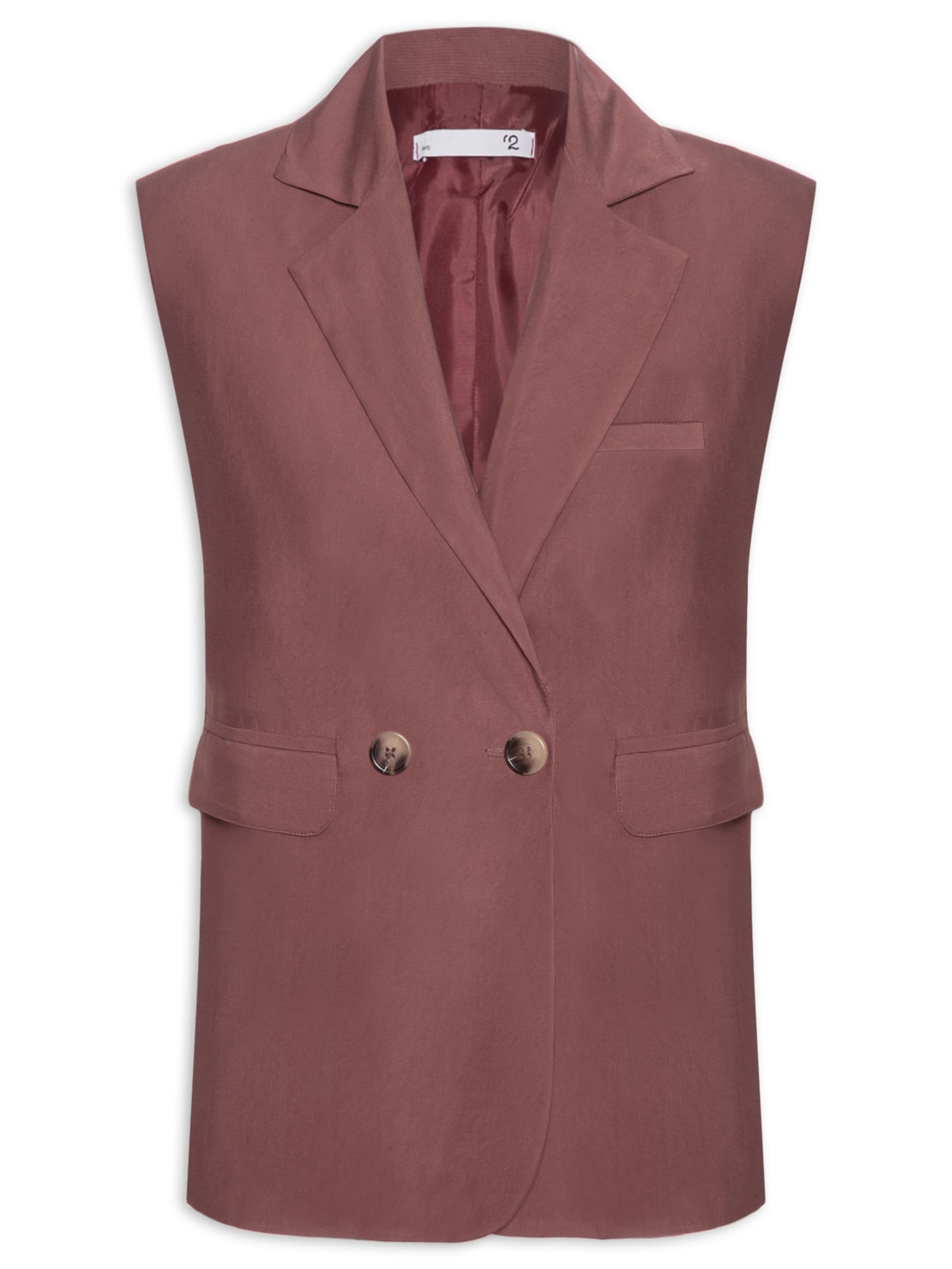 Colete Feminino Alfaiataria Estruturado Com Ombreiras Vermelho '2Essential