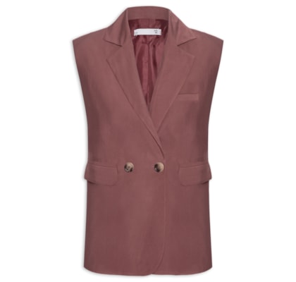 Colete Feminino Alfaiataria Estruturado Com Ombreiras - Vermelho