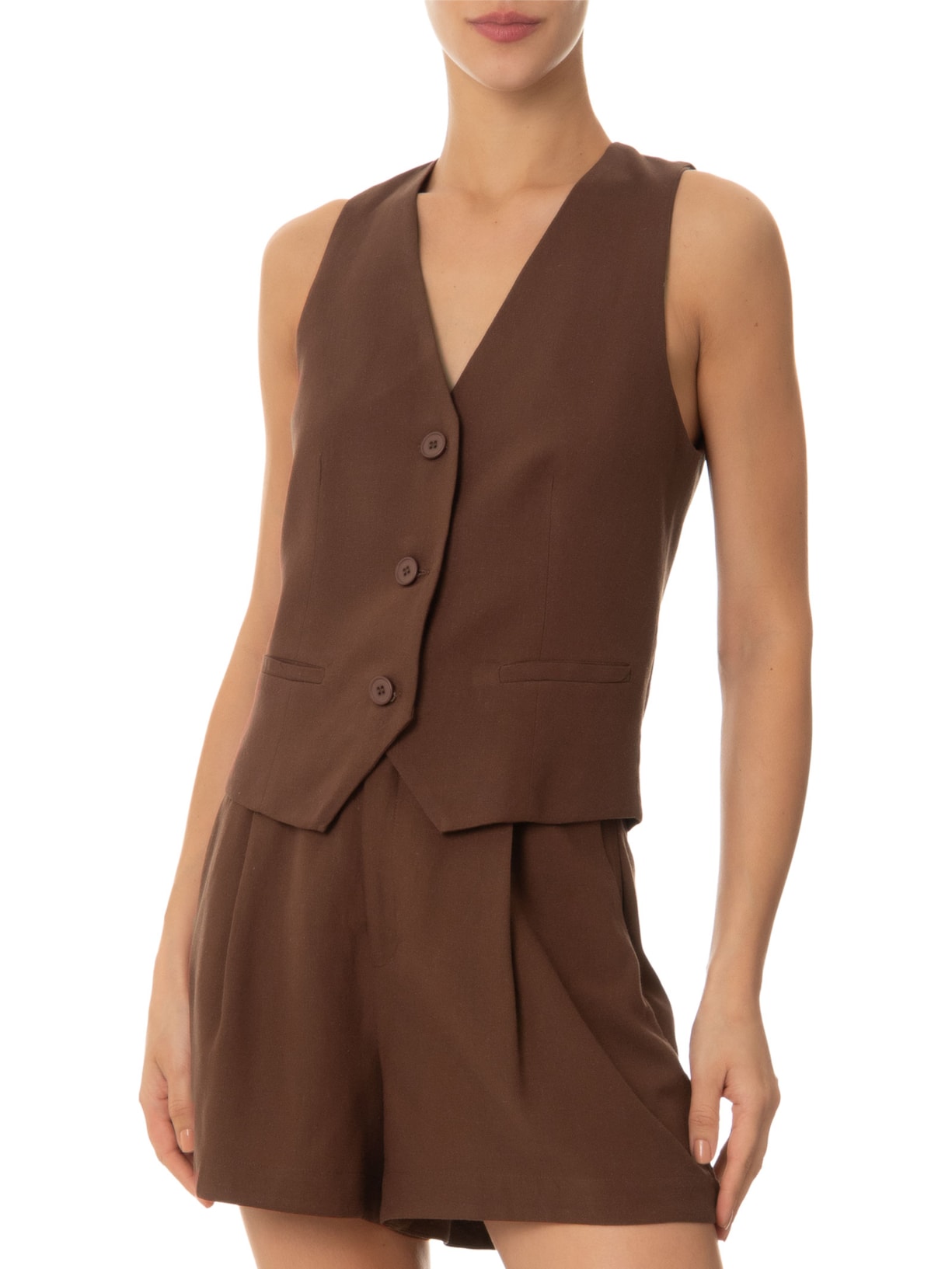 Colete Feminino Alfaiataria Marrom Lenny Niemeyer