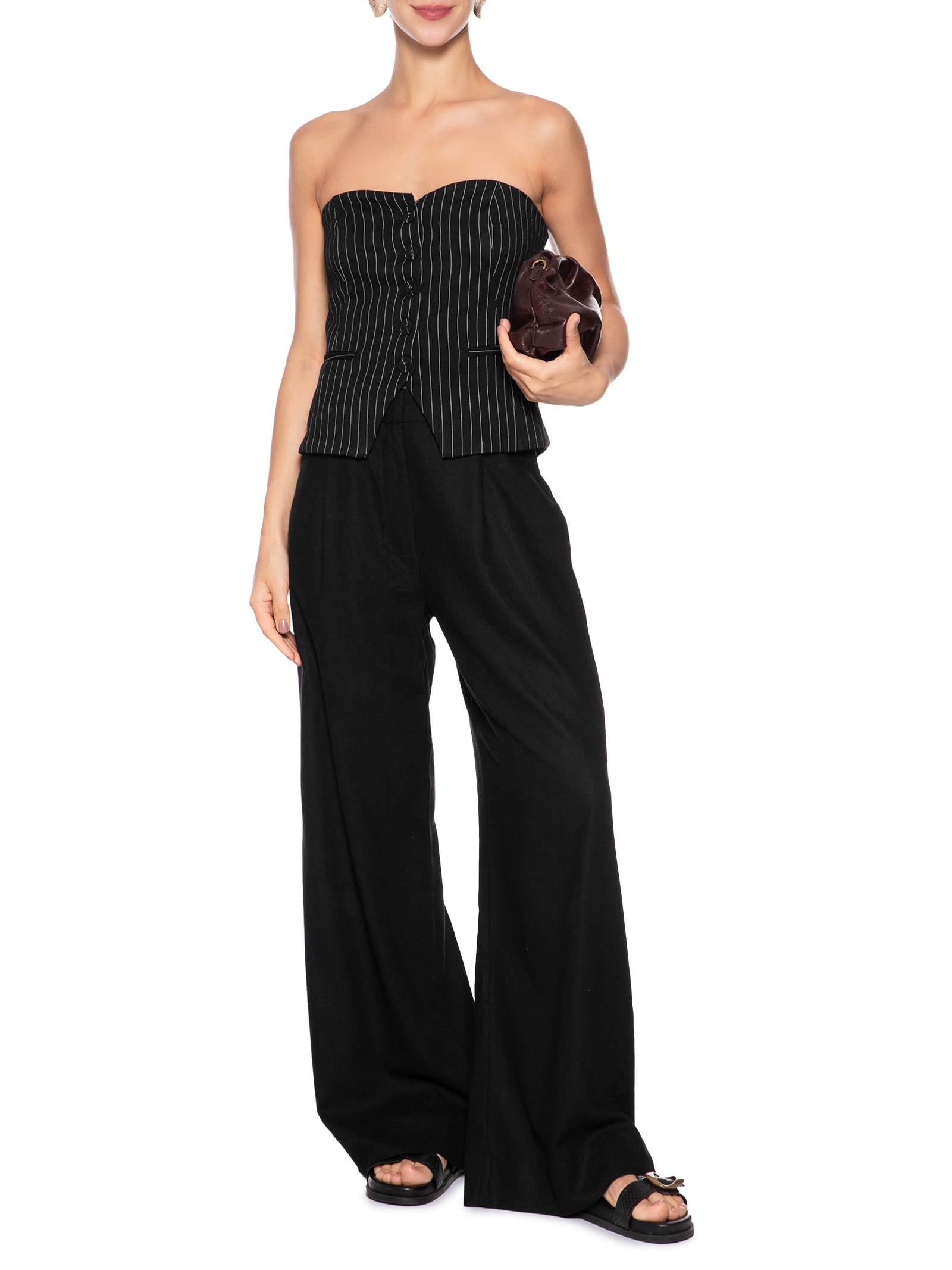 Colete Feminino Alfaiataria Risca De Giz - Preto - Dress To