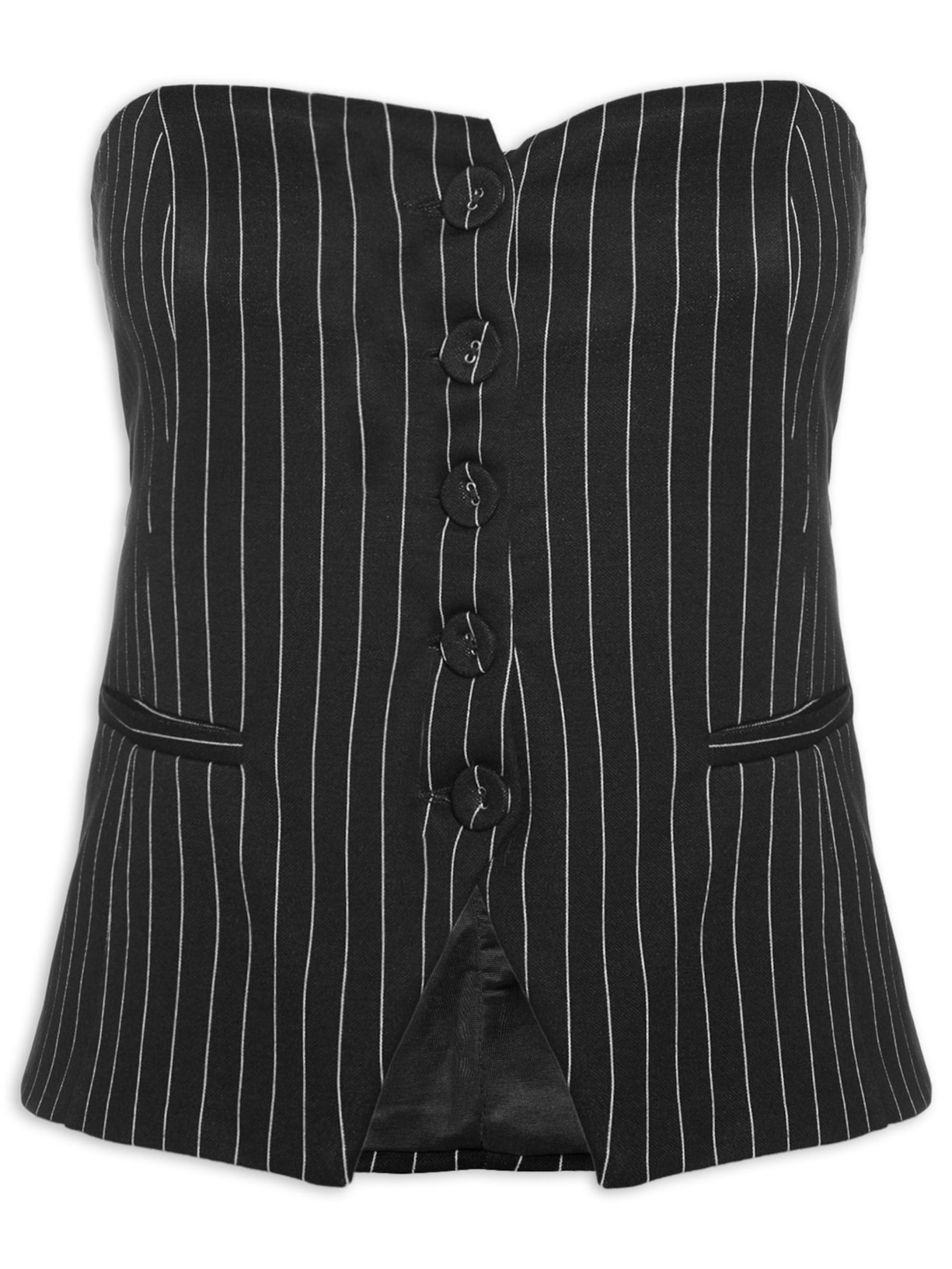 Colete Feminino Alfaiataria Risca De Giz Preto Dress To