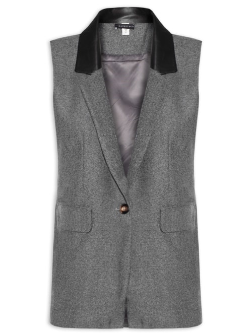 Colete Feminino Alongado – Preto