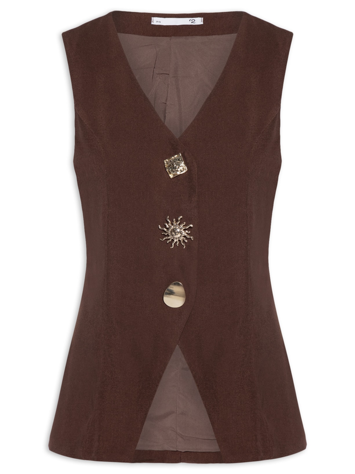 Colete Feminino Alongado Alfaiataria Marrom '2Essential