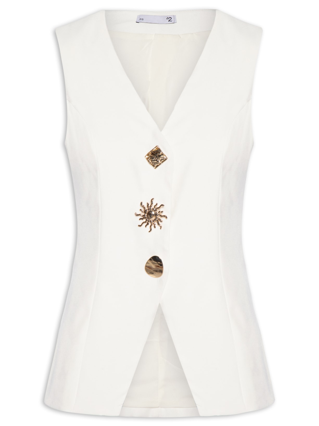 Colete Feminino Alongado Alfaiataria - Off White