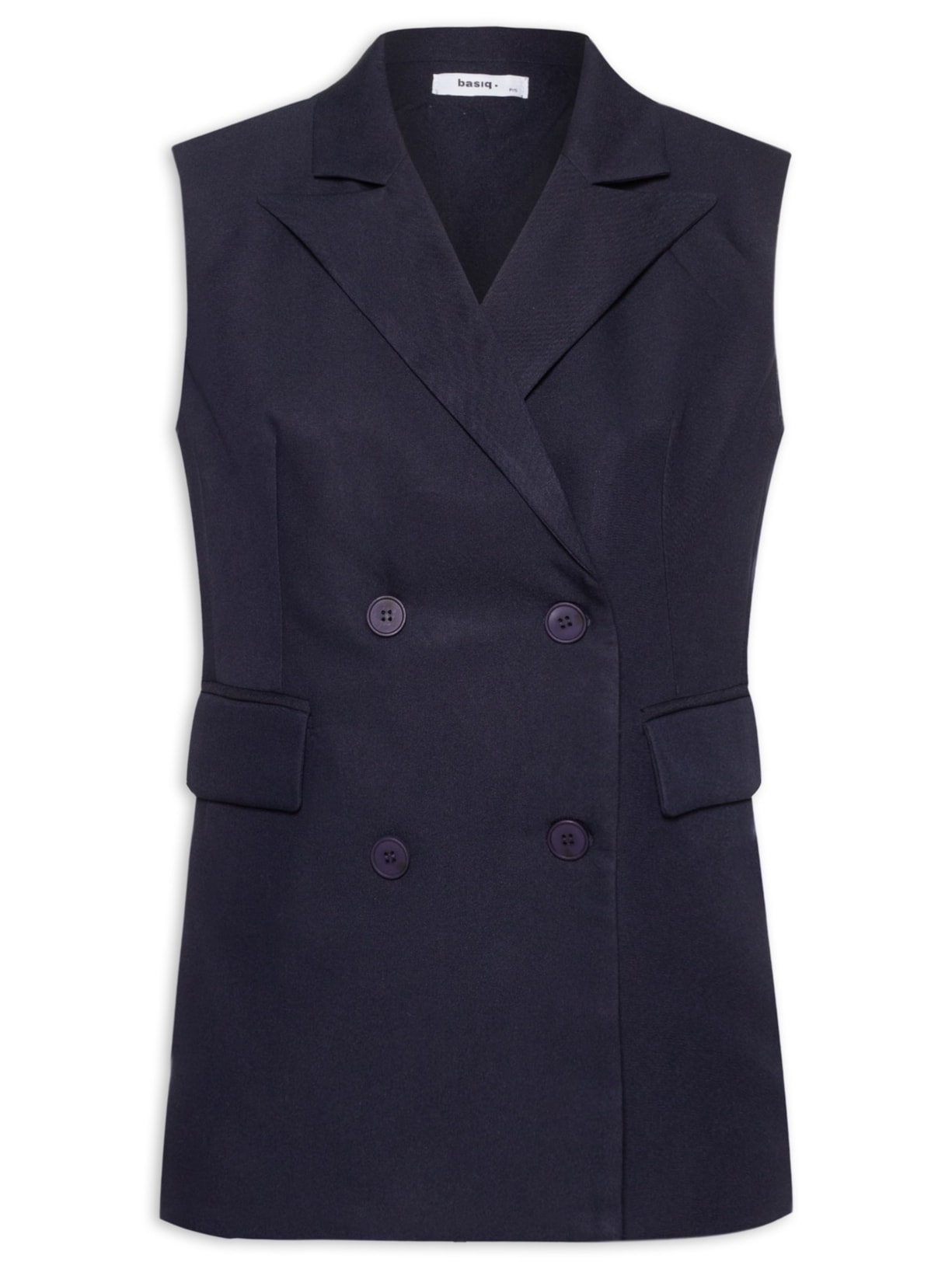 Colete Feminino Alongado Azul Basiq