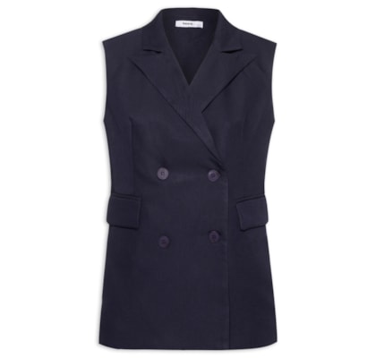 Colete Feminino Alongado - Azul