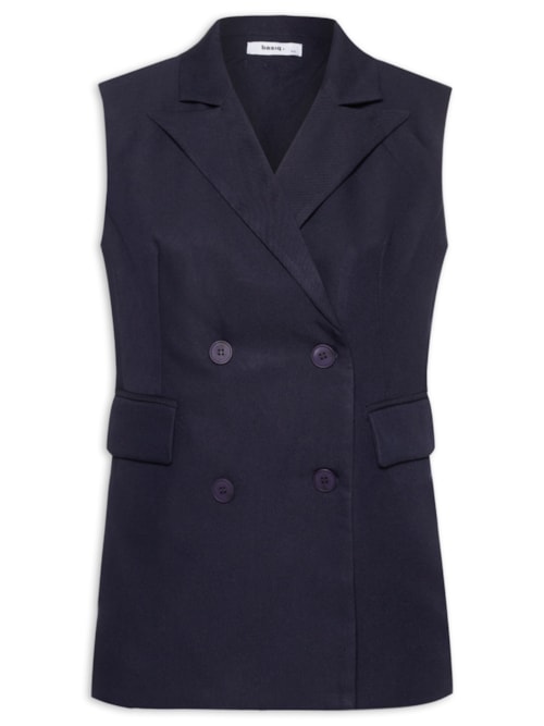 Colete Feminino Alongado - Azul