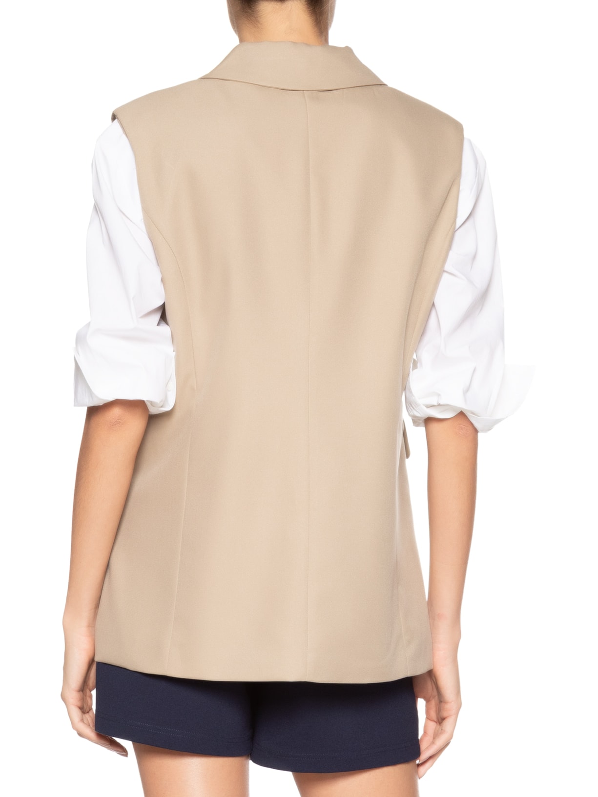 Colete Feminino Alongado Bege Basiq