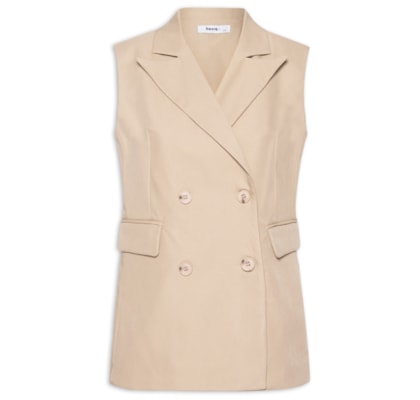 Colete Feminino Alongado - Bege