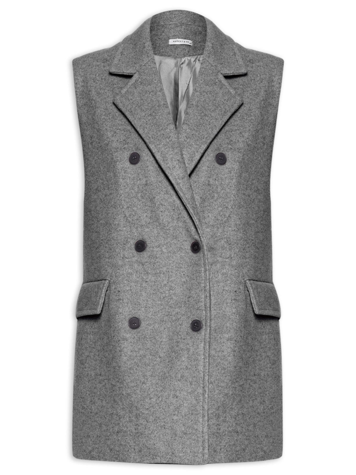 Colete Feminino Alongado - Cinza