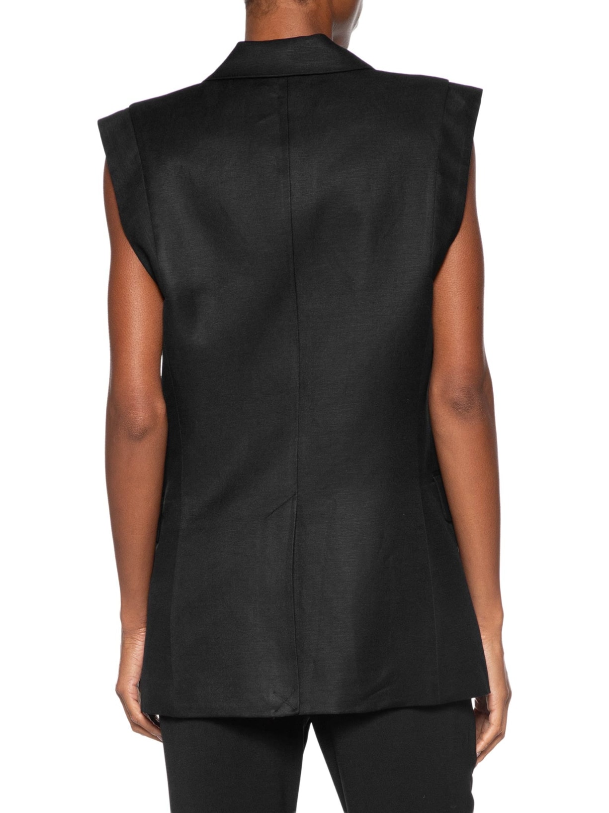 Colete Feminino Alongado Com Linho Preto Animale