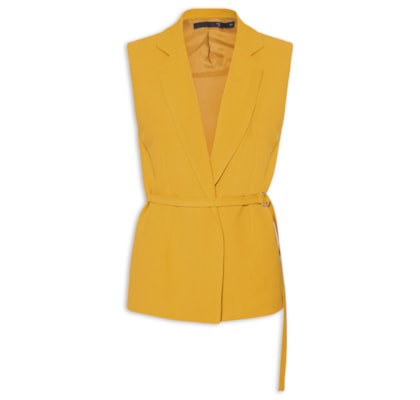 Colete Feminino Alongado Em Crepe - Amarelo