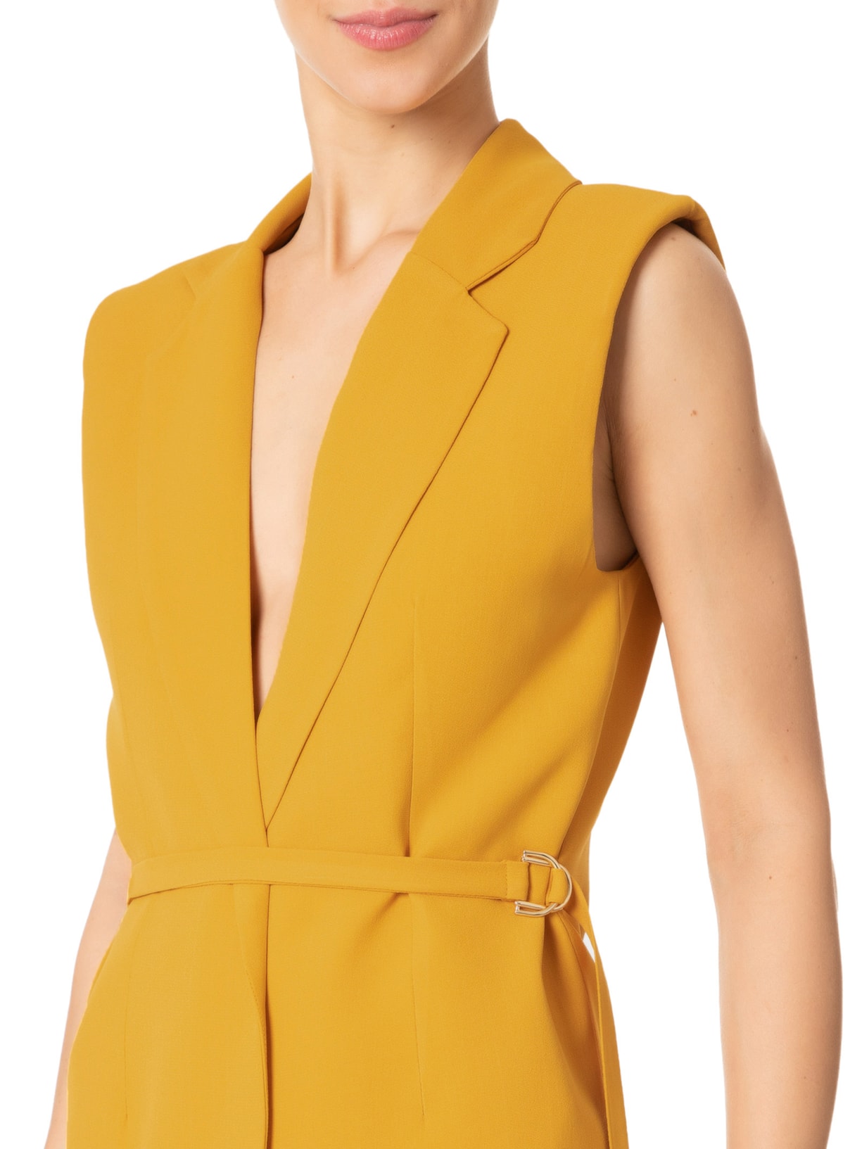 Colete Feminino Alongado Em Crepe Amarelo '2Essential