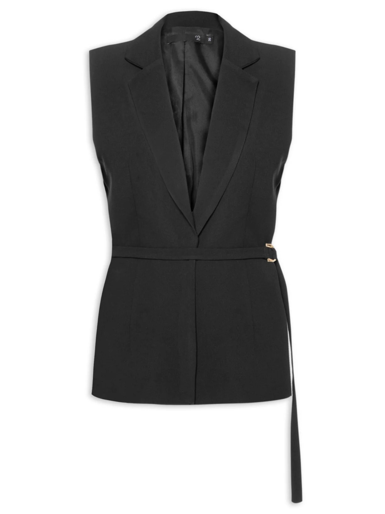 Colete Feminino Alongado Em Crepe Preto '2Essential