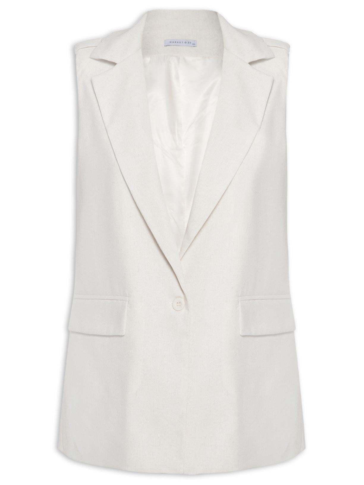 Colete Feminino Alongado Linho - Bege