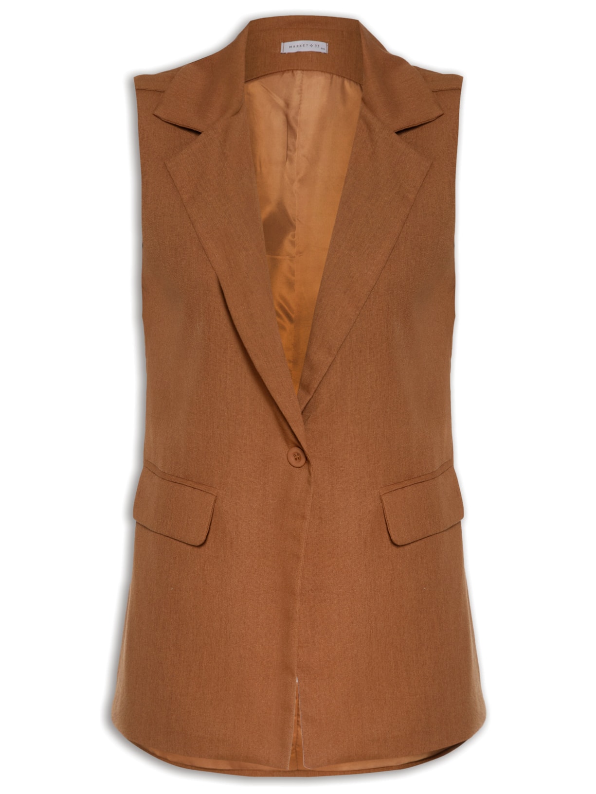 Colete Feminino Alongado Linho - Marrom