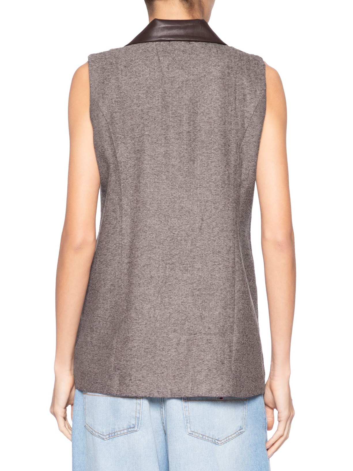 Colete Feminino  Alongado Marrom Market 33