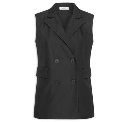 Colete Feminino Alongado - Preto