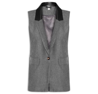 Colete Feminino  Alongado – Preto