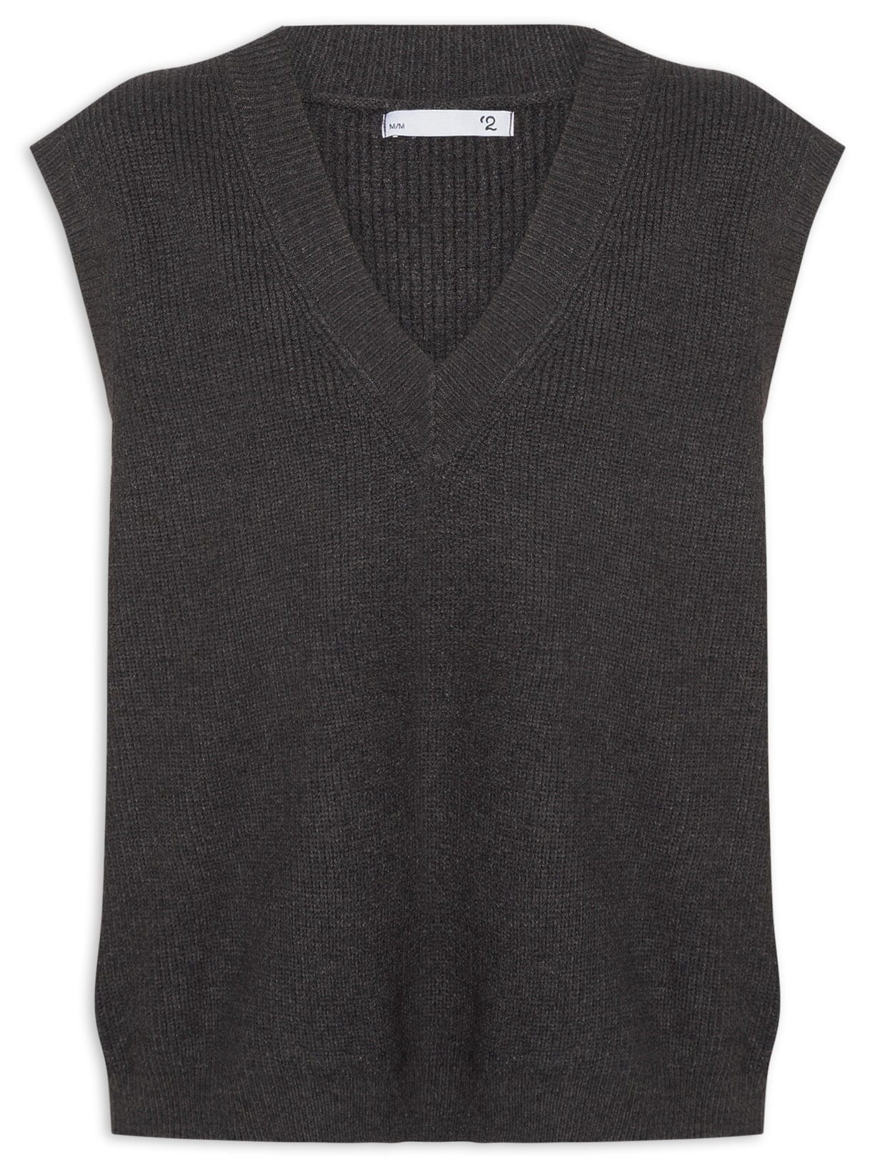 Colete Feminino Amplo em Tricot - Cinza