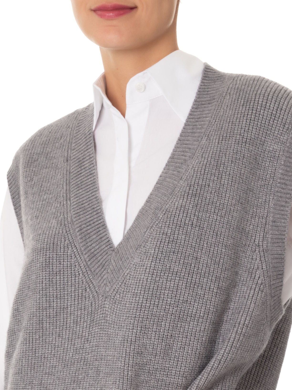 Colete Feminino Amplo em Tricot Cinza '2Essential