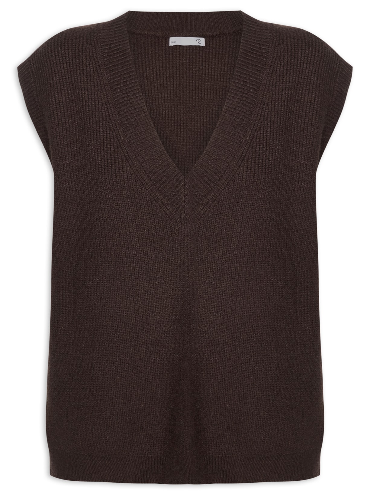 Colete Feminino Amplo em Tricot - Marrom