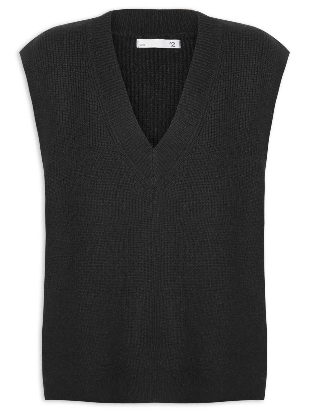 Colete Feminino Amplo em Tricot - Preto