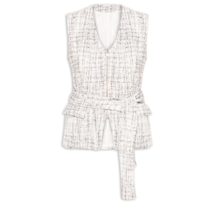 Colete Feminino Amplo Em Tweed - Off White