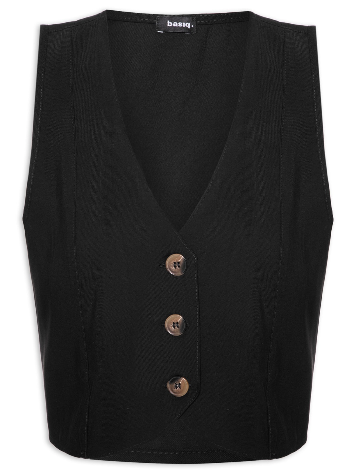 Colete Feminino Básico Decote V Preto Basiq