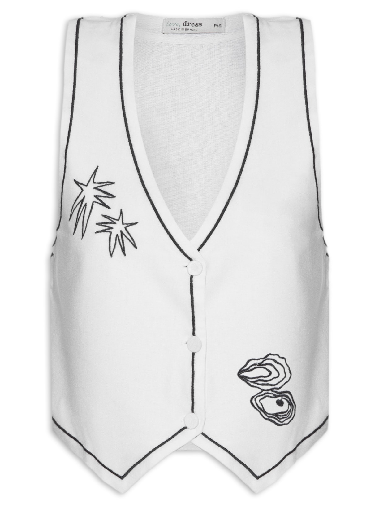 Colete Feminino Bordado Iara - Branco