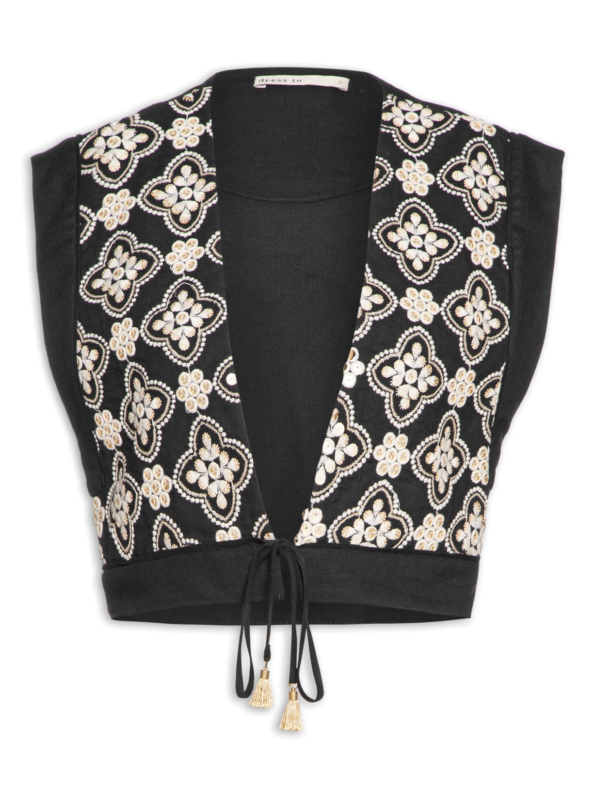 Colete Feminino Bordado - Preto