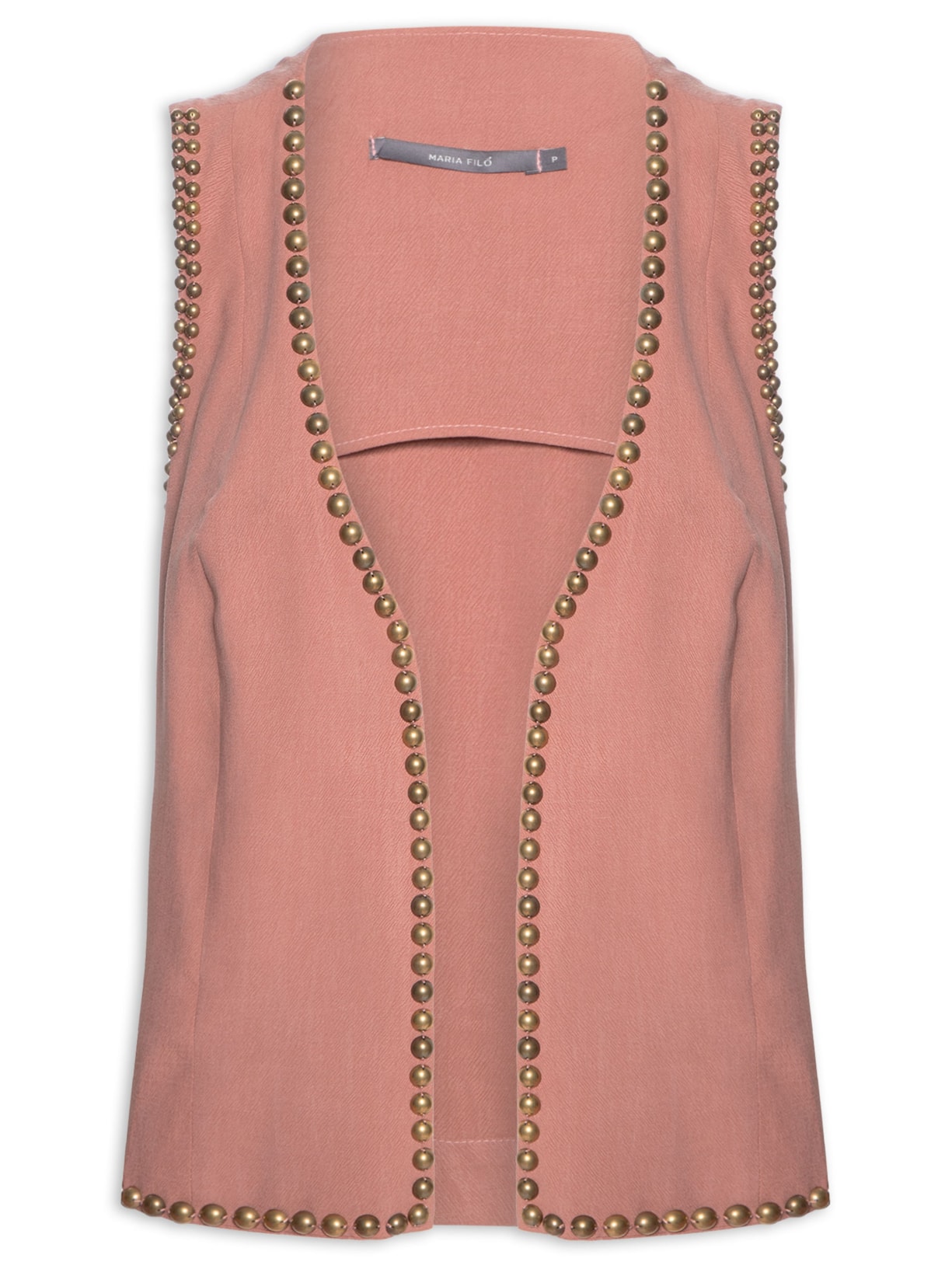 Colete Feminino Bordado Tachas - Rosa