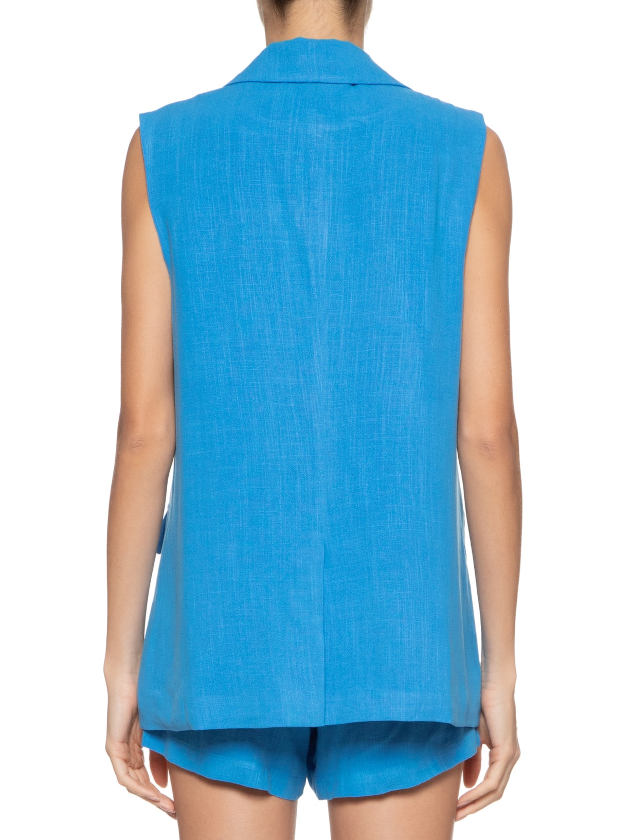 Colete Feminino Botão Único Com Bolsos Azul '2Essential