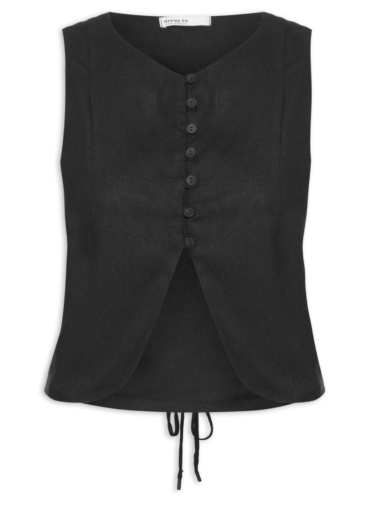 Colete Feminino Botões Frente - Preto