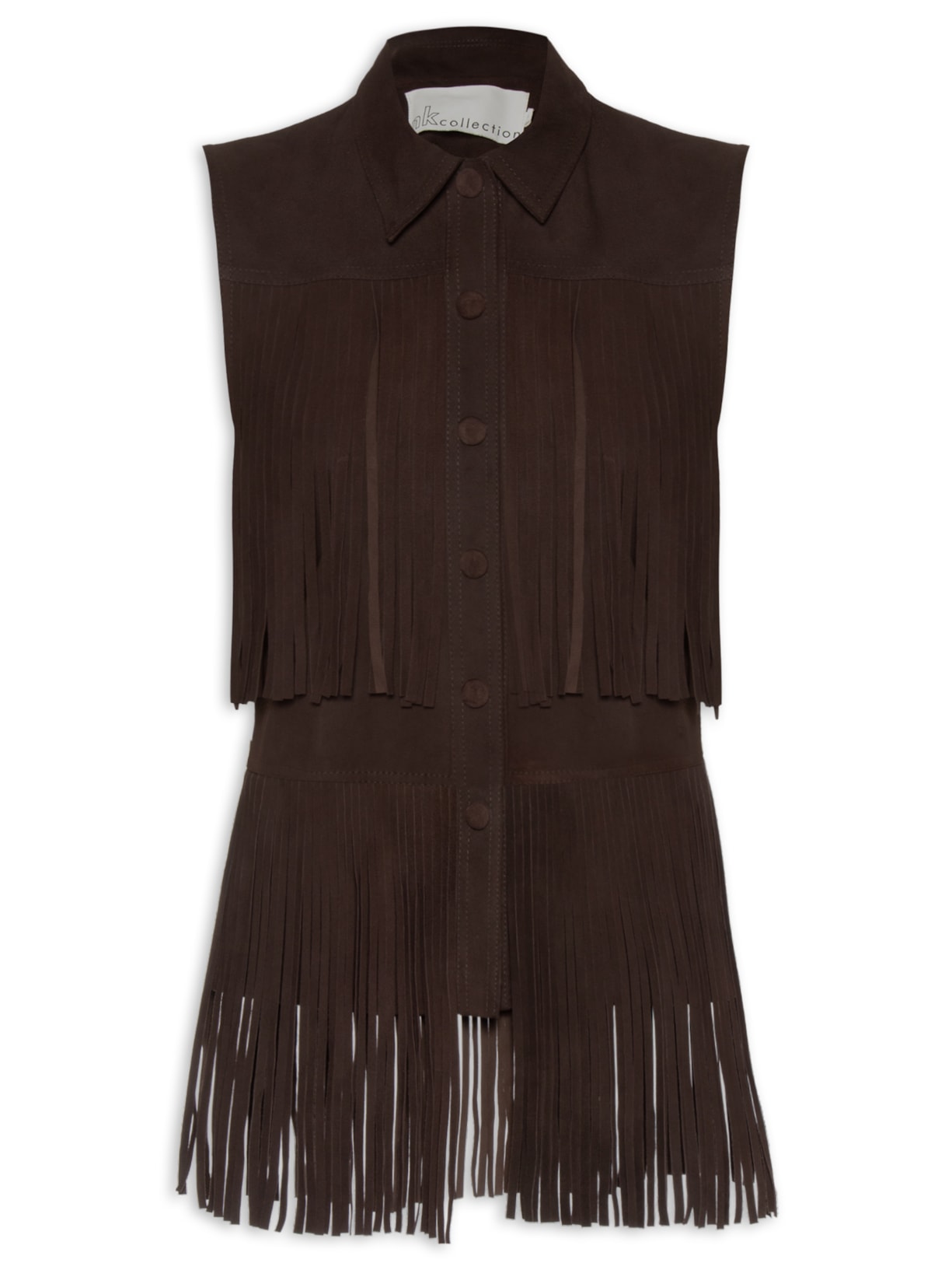 Colete Feminino Camurça Franjas Joy - Marrom