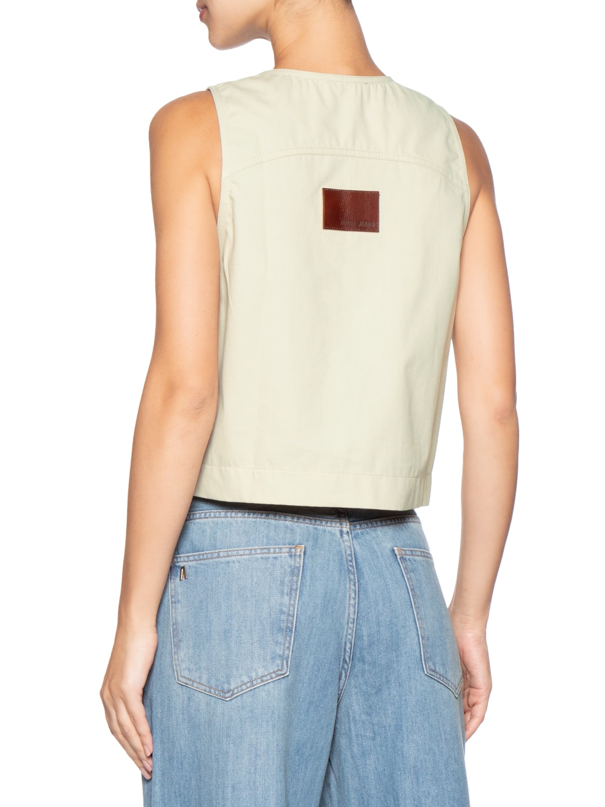 Colete Feminino Cargo Bege Animale Jeans