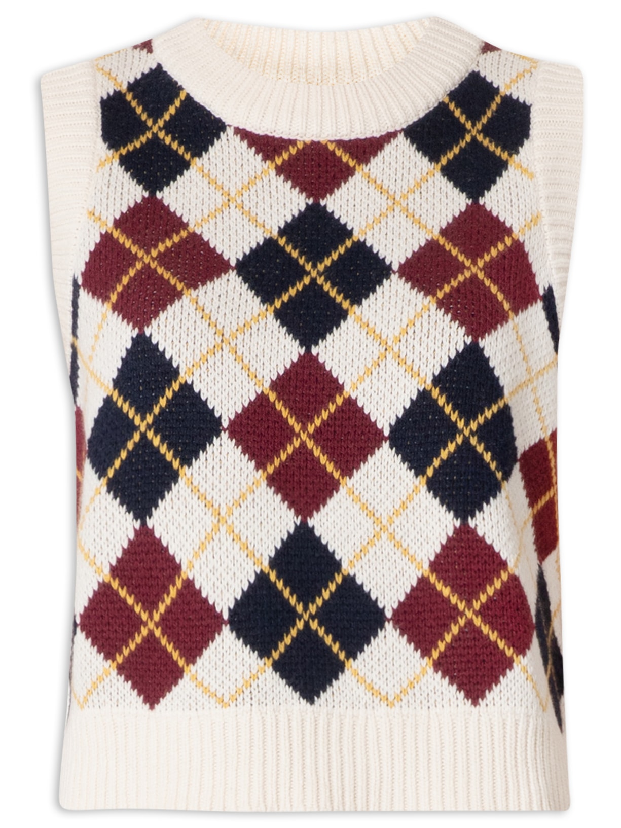 Colete Feminino Collegiate Argyle Vest - Bege