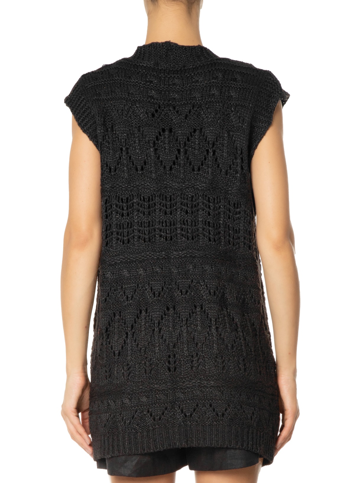 Colete Feminino Com Botões Em Tricot Preto '2Essential