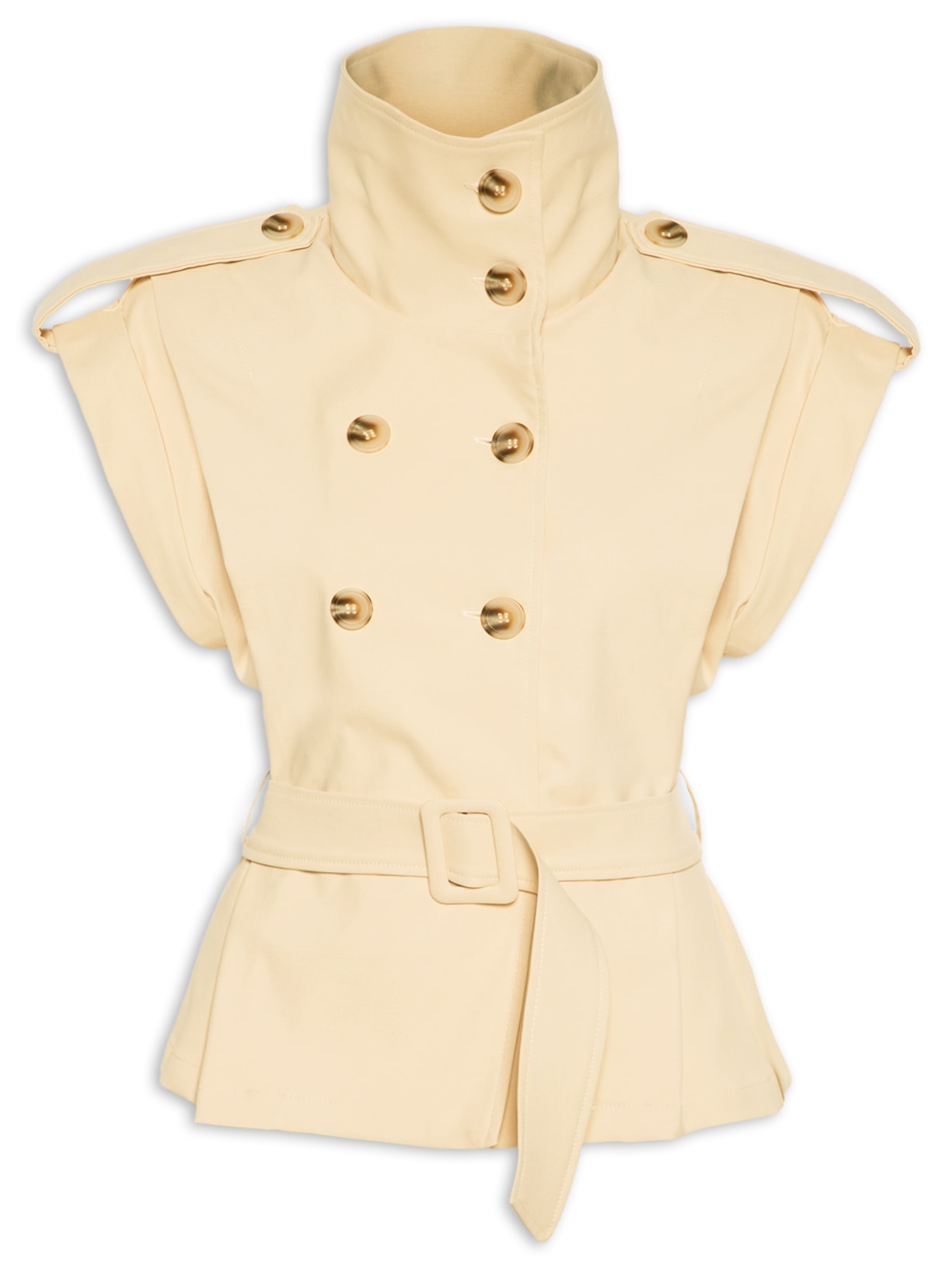 Colete Feminino Com Cinto Bege '2Essential